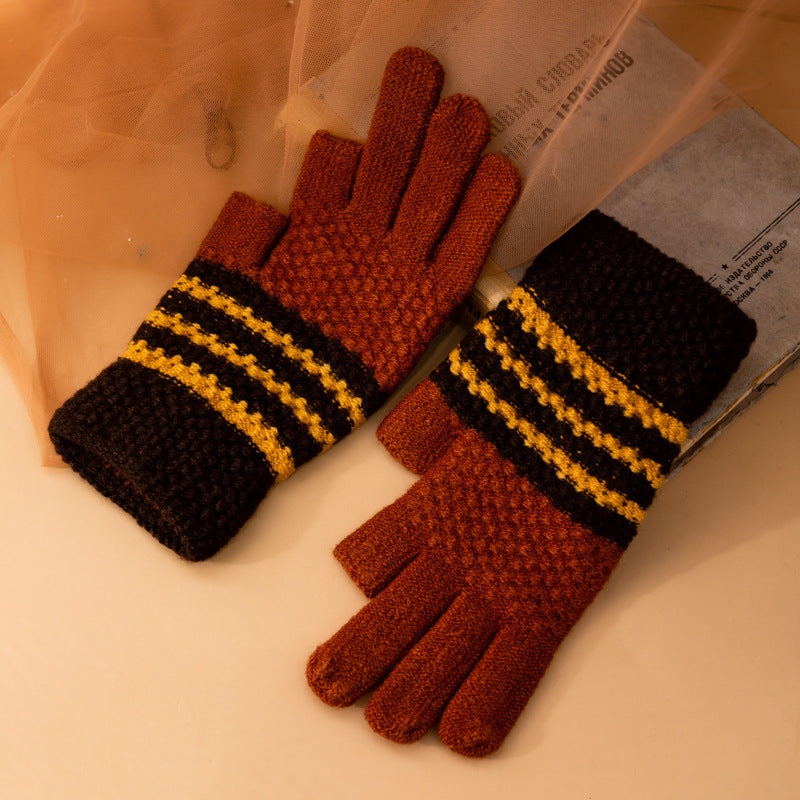 Fleece-lined Knitting Wool Cold-proof Gloves